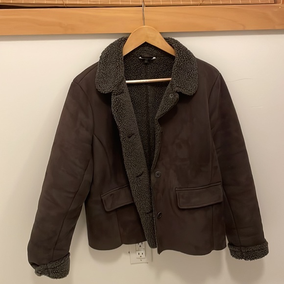 Brown Vintage Lands End Sherpa Suede Jacket - Picture 6 of 10
